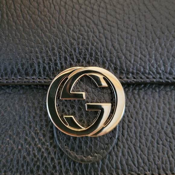 Authentic Gucci Interlocking G Bag Chain Wallet Crossbody + BOX - Picture 7 of 15